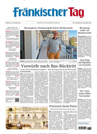 Titelbild der Ausgabe 236/2026 von Fränkischer Tag Höchstadt und Herzogenaurach. Diese Zeitschrift und viele weitere Zeitungsabos als Abo oder epaper bei United Kiosk online kaufen.