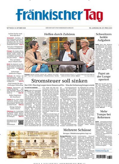 Titelbild der Ausgabe 237/2026 von Fränkischer Tag Höchstadt und Herzogenaurach. Diese Zeitschrift und viele weitere Zeitungsabos als Abo oder epaper bei United Kiosk online kaufen.