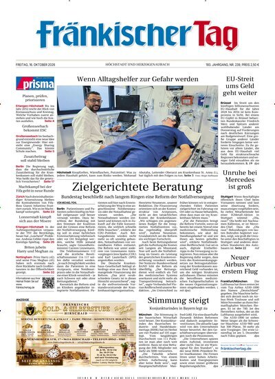 Titelbild der Ausgabe 239/2026 von Fränkischer Tag Höchstadt und Herzogenaurach. Diese Zeitschrift und viele weitere Zeitungsabos als Abo oder epaper bei United Kiosk online kaufen.