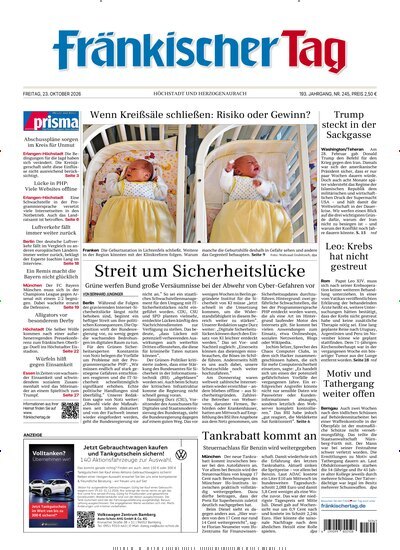 Titelbild der Ausgabe 245/2026 von Fränkischer Tag Höchstadt und Herzogenaurach. Diese Zeitschrift und viele weitere Zeitungsabos als Abo oder epaper bei United Kiosk online kaufen.