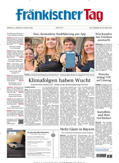 Titelbild der Ausgabe 181/2026 von Fränkischer Tag Kronach. Diese Zeitschrift und viele weitere Zeitungsabos als Abo oder epaper bei United Kiosk online kaufen.