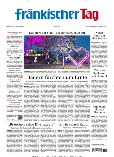 Titelbild der Ausgabe 196/2026 von Fränkischer Tag Kronach. Diese Zeitschrift und viele weitere Zeitungsabos als Abo oder epaper bei United Kiosk online kaufen.