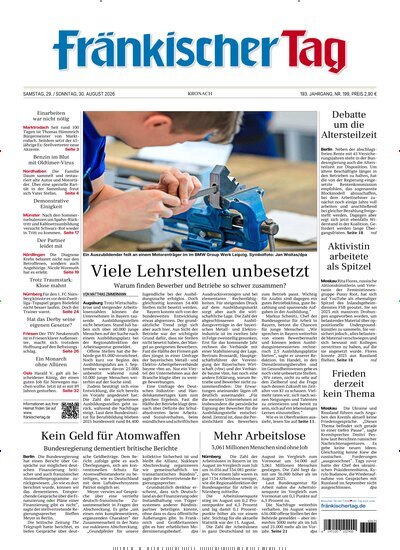 Titelbild der Ausgabe 199/2026 von Fränkischer Tag Kronach. Diese Zeitschrift und viele weitere Zeitungsabos als Abo oder epaper bei United Kiosk online kaufen.