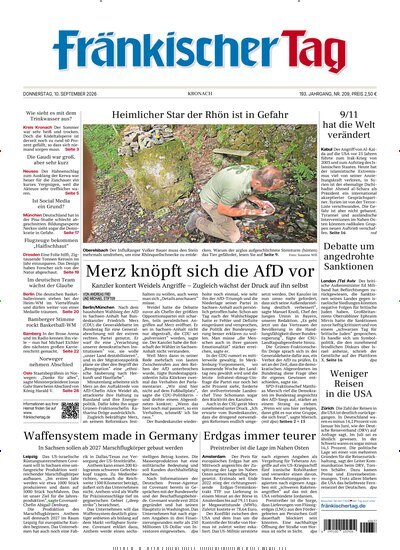Titelbild der Ausgabe 209/2026 von Fränkischer Tag Kronach. Diese Zeitschrift und viele weitere Zeitungsabos als Abo oder epaper bei United Kiosk online kaufen.