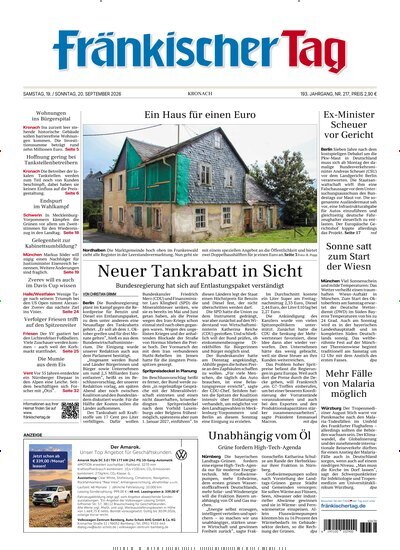 Titelbild der Ausgabe 217/2026 von Fränkischer Tag Kronach. Diese Zeitschrift und viele weitere Zeitungsabos als Abo oder epaper bei United Kiosk online kaufen.
