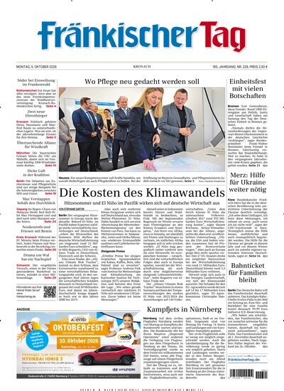 Titelbild der Ausgabe 229/2026 von Fränkischer Tag Kronach. Diese Zeitschrift und viele weitere Zeitungsabos als Abo oder epaper bei United Kiosk online kaufen.