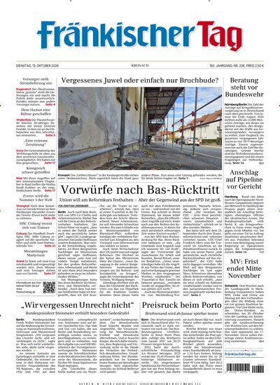 Titelbild der Ausgabe 236/2026 von Fränkischer Tag Kronach. Diese Zeitschrift und viele weitere Zeitungsabos als Abo oder epaper bei United Kiosk online kaufen.