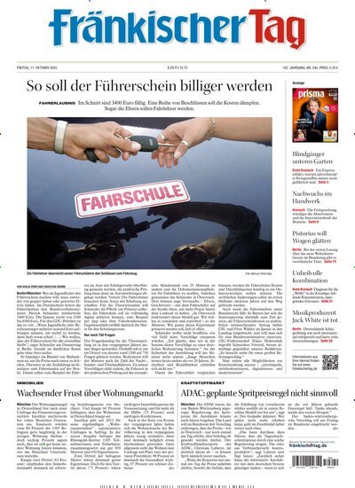 Titelbild der Ausgabe 240/2025 von Fränkischer Tag Kronach. Diese Zeitschrift und viele weitere Zeitungsabos als Abo oder epaper bei United Kiosk online kaufen.