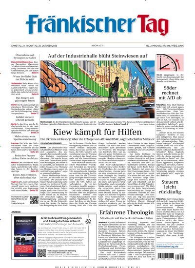 Titelbild der Ausgabe 246/2026 von Fränkischer Tag Kronach. Diese Zeitschrift und viele weitere Zeitungsabos als Abo oder epaper bei United Kiosk online kaufen.