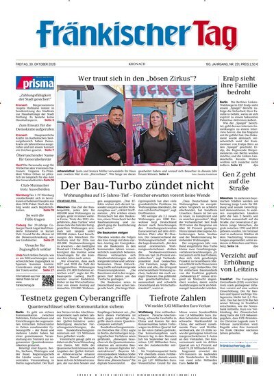 Titelbild der Ausgabe 251/2026 von Fränkischer Tag Kronach. Diese Zeitschrift und viele weitere Zeitungsabos als Abo oder epaper bei United Kiosk online kaufen.