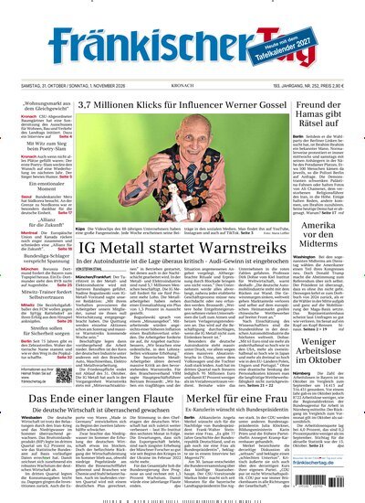 Titelbild der Ausgabe 252/2026 von Fränkischer Tag Kronach. Diese Zeitschrift und viele weitere Zeitungsabos als Abo oder epaper bei United Kiosk online kaufen.
