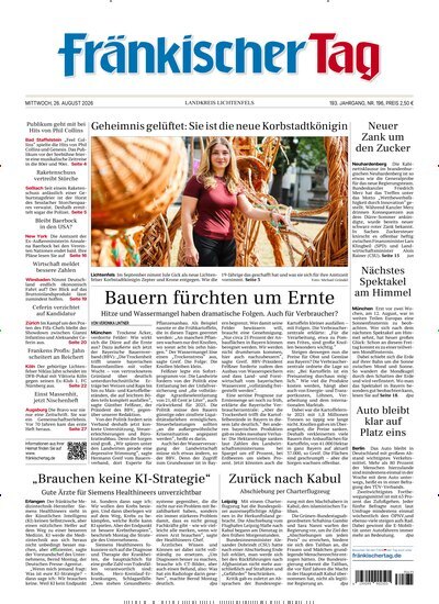 Titelbild der Ausgabe 196/2026 von Fränkischer Tag Landkreis Lichtenfels. Diese Zeitschrift und viele weitere Zeitungsabos als Abo oder epaper bei United Kiosk online kaufen.