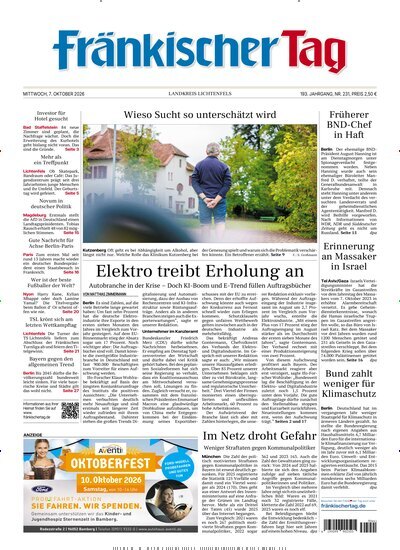 Titelbild der Ausgabe 231/2026 von Fränkischer Tag Landkreis Lichtenfels. Diese Zeitschrift und viele weitere Zeitungsabos als Abo oder epaper bei United Kiosk online kaufen.