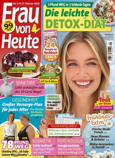 Titelbild der Ausgabe 9/2026 von Frau von heute. Diese Zeitschrift und viele weitere Frauenzeitschriften als Abo oder epaper bei United Kiosk online kaufen.