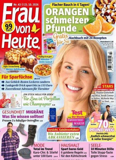 Titelbild der Ausgabe 43/2026 von Frau von heute. Diese Zeitschrift und viele weitere Frauenzeitschriften als Abo oder epaper bei United Kiosk online kaufen.