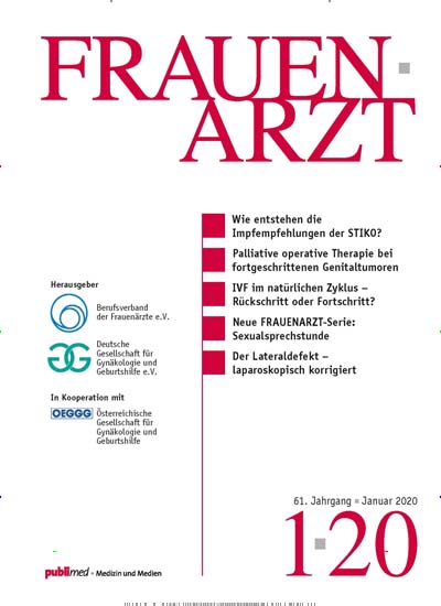 Titelbild der Ausgabe 1/2020 von Frauenarzt . Diese Zeitschrift und viele weitere Pflegezeitschriften und medizinische Fachzeitschriften als Abo oder epaper bei United Kiosk online kaufen.