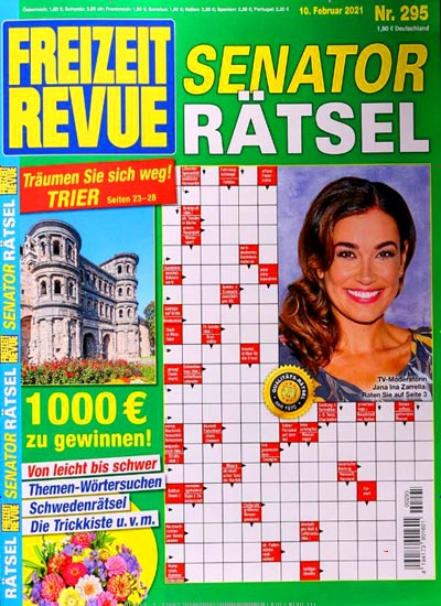 Titelbild der Ausgabe 295/2021 von Freizeit Revue - Senatorrätsel. Diese Zeitschrift und viele weitere Groschenromane und Rätselhefte als Abo oder epaper bei United Kiosk online kaufen.