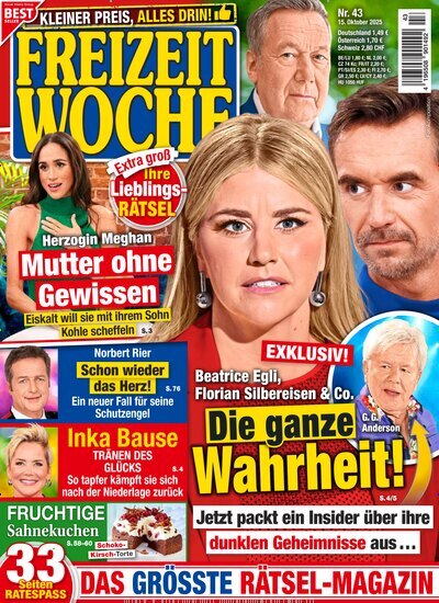 Titelbild der Ausgabe 43/2025 von Freizeitwoche. Diese Zeitschrift und viele weitere Frauenzeitschriften als Abo oder epaper bei United Kiosk online kaufen.