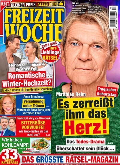 Titelbild der Ausgabe 49/2025 von Freizeitwoche. Diese Zeitschrift und viele weitere Frauenzeitschriften als Abo oder epaper bei United Kiosk online kaufen.