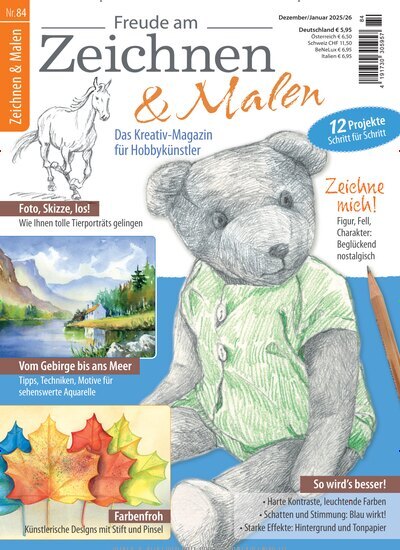 Titelbild der Ausgabe 84/2025 von Freude am Zeichnen & Malen. Diese Zeitschrift und viele weitere Elternzeitschriften und Tierzeitschriften als Abo oder epaper bei United Kiosk online kaufen.