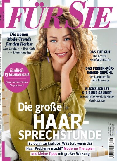 Titelbild der Ausgabe 19/2025 von Für Sie. Diese Zeitschrift und viele weitere Frauenzeitschriften als Abo oder epaper bei United Kiosk online kaufen.