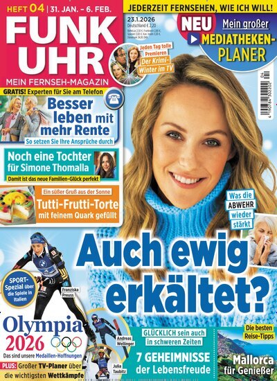 Titelbild der Ausgabe 4/2026 von Funk Uhr. Diese Zeitschrift und viele weitere Programmzeitschriften als Abo oder epaper bei United Kiosk online kaufen.