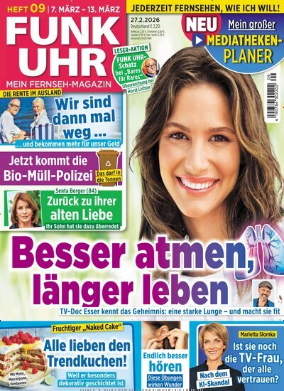 Titelbild der Ausgabe 9/2026 von Funk Uhr. Diese Zeitschrift und viele weitere Programmzeitschriften als Abo oder epaper bei United Kiosk online kaufen.