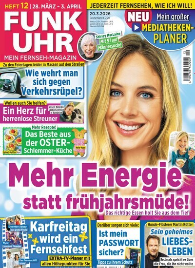 Titelbild der Ausgabe 12/2026 von Funk Uhr. Diese Zeitschrift und viele weitere Programmzeitschriften als Abo oder epaper bei United Kiosk online kaufen.