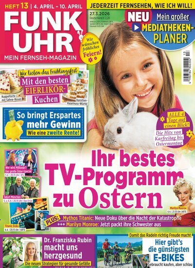 Titelbild der Ausgabe 13/2026 von Funk Uhr. Diese Zeitschrift und viele weitere Programmzeitschriften als Abo oder epaper bei United Kiosk online kaufen.