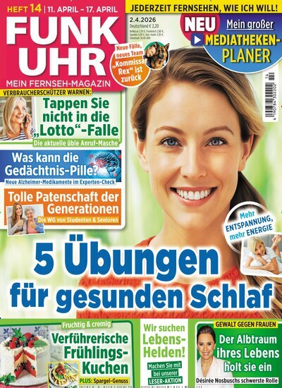 Titelbild der Ausgabe 14/2026 von Funk Uhr. Diese Zeitschrift und viele weitere Programmzeitschriften als Abo oder epaper bei United Kiosk online kaufen.