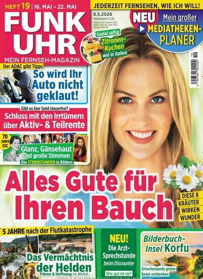 Titelbild der Ausgabe 19/2026 von Funk Uhr. Diese Zeitschrift und viele weitere Programmzeitschriften als Abo oder epaper bei United Kiosk online kaufen.