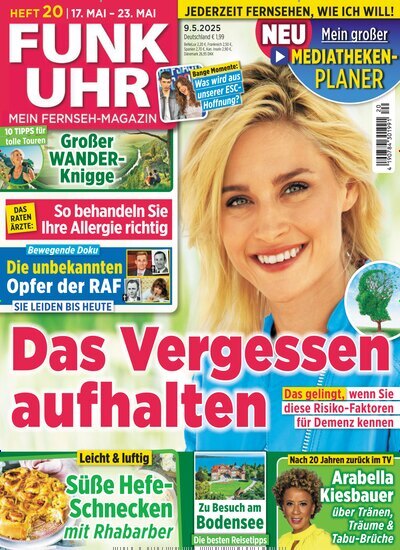 Titelbild der Ausgabe 20/2025 von Funk Uhr. Diese Zeitschrift und viele weitere Programmzeitschriften als Abo oder epaper bei United Kiosk online kaufen.