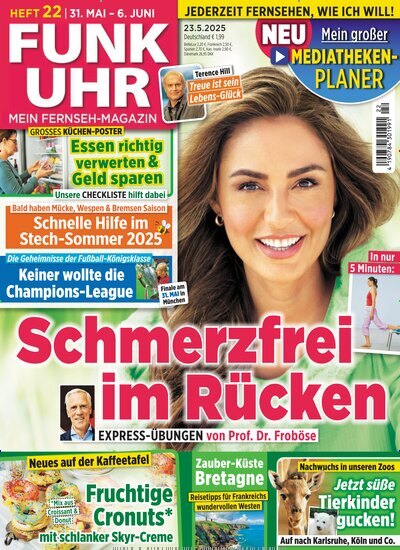 Titelbild der Ausgabe 22/2025 von Funk Uhr. Diese Zeitschrift und viele weitere Programmzeitschriften als Abo oder epaper bei United Kiosk online kaufen.
