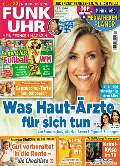 Titelbild der Ausgabe 22/2026 von Funk Uhr. Diese Zeitschrift und viele weitere Programmzeitschriften als Abo oder epaper bei United Kiosk online kaufen.