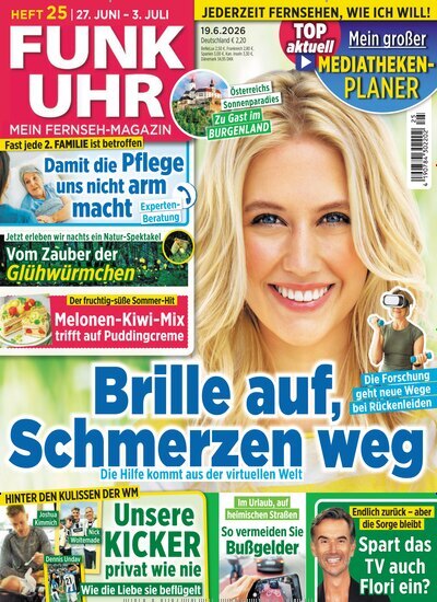 Titelbild der Ausgabe 25/2026 von Funk Uhr. Diese Zeitschrift und viele weitere Programmzeitschriften als Abo oder epaper bei United Kiosk online kaufen.