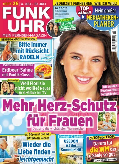 Titelbild der Ausgabe 26/2026 von Funk Uhr. Diese Zeitschrift und viele weitere Programmzeitschriften als Abo oder epaper bei United Kiosk online kaufen.