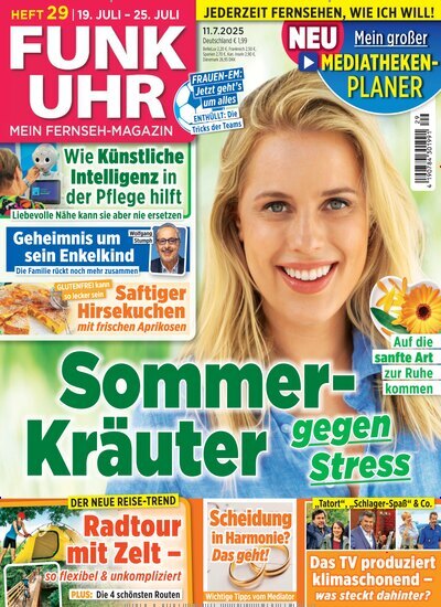 Titelbild der Ausgabe 29/2025 von Funk Uhr. Diese Zeitschrift und viele weitere Programmzeitschriften als Abo oder epaper bei United Kiosk online kaufen.
