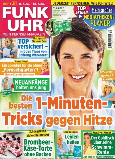 Titelbild der Ausgabe 31/2026 von Funk Uhr. Diese Zeitschrift und viele weitere Programmzeitschriften als Abo oder epaper bei United Kiosk online kaufen.