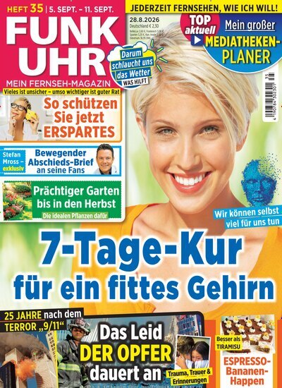 Titelbild der Ausgabe 35/2026 von Funk Uhr. Diese Zeitschrift und viele weitere Programmzeitschriften als Abo oder epaper bei United Kiosk online kaufen.