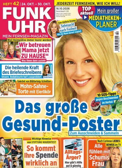 Titelbild der Ausgabe 42/2026 von Funk Uhr. Diese Zeitschrift und viele weitere Programmzeitschriften als Abo oder epaper bei United Kiosk online kaufen.
