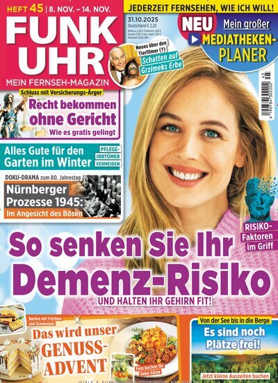 Titelbild der Ausgabe 45/2025 von Funk Uhr. Diese Zeitschrift und viele weitere Programmzeitschriften als Abo oder epaper bei United Kiosk online kaufen.