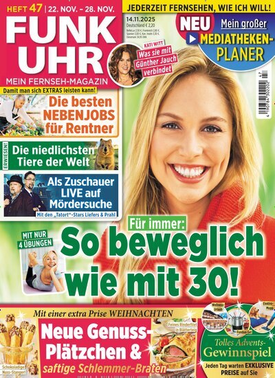 Titelbild der Ausgabe 47/2025 von Funk Uhr. Diese Zeitschrift und viele weitere Programmzeitschriften als Abo oder epaper bei United Kiosk online kaufen.