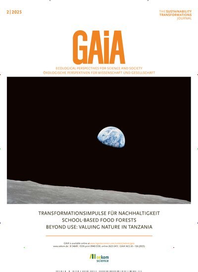 Titelbild der Ausgabe 2/2025 von GAIA. Diese Zeitschrift und viele weitere Naturzeitschriften, Landwirtschaftszeitungen und Umweltmagazine als Abo oder epaper bei United Kiosk online kaufen.