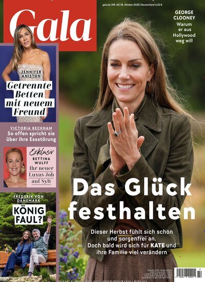 Titelbild der Ausgabe 42/2025 von Gala. Diese Zeitschrift und viele weitere Lifestylemagazine und Peoplemagazine als Abo oder epaper bei United Kiosk online kaufen.