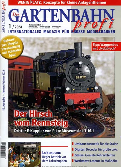Titelbild der Ausgabe 1/2023 von Gartenbahn Profi. Diese Zeitschrift und viele weitere Reisemagazine, Freizeitmagazine und Wissensmagazine als Abo oder epaper bei United Kiosk online kaufen.