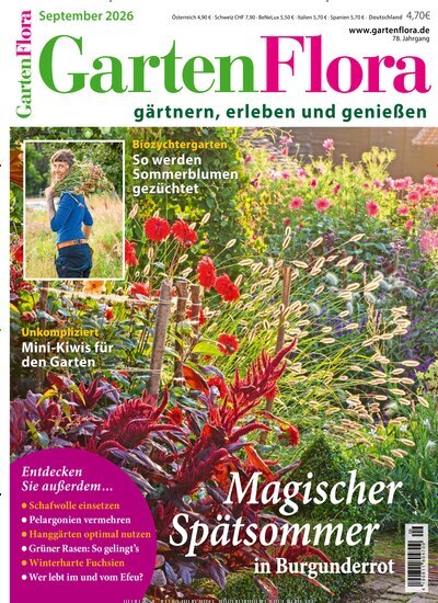 Titelbild der Ausgabe 9/2026 von GartenFlora. Diese Zeitschrift und viele weitere Gartenzeitschriften und Wohnzeitschriften als Abo oder epaper bei United Kiosk online kaufen.