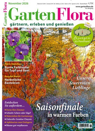 Titelbild der Ausgabe 11/2026 von GartenFlora. Diese Zeitschrift und viele weitere Gartenzeitschriften und Wohnzeitschriften als Abo oder epaper bei United Kiosk online kaufen.