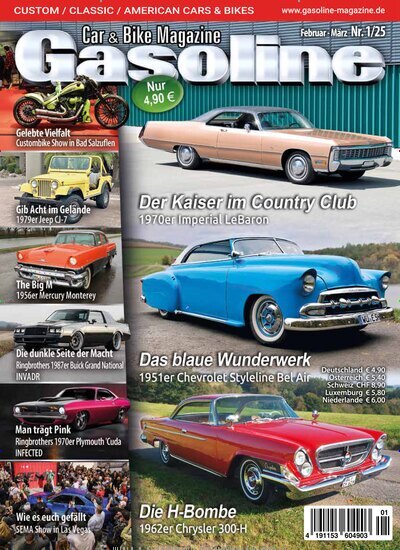 Titelbild der Ausgabe 1/2025 von Gasoline. Diese Zeitschrift und viele weitere Automagazine und Motorradzeitschriften als Abo oder epaper bei United Kiosk online kaufen.