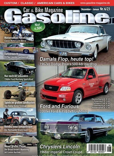 Titelbild der Ausgabe 6/2023 von Gasoline. Diese Zeitschrift und viele weitere Automagazine und Motorradzeitschriften als Abo oder epaper bei United Kiosk online kaufen.