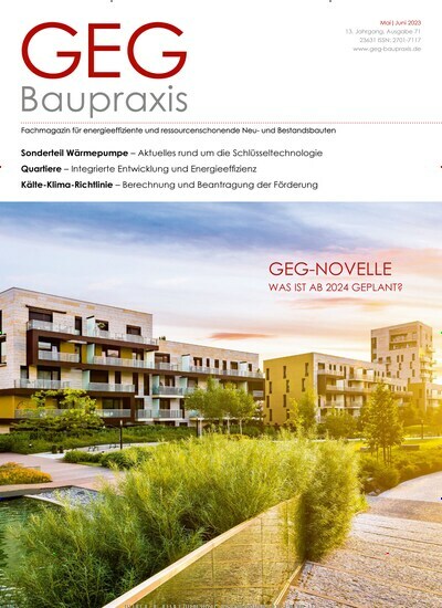 Titelbild der Ausgabe 3/2023 von GEG Baupraxis. Diese Zeitschrift und viele weitere Architekturzeitschriften und Bauzeitschriften als Abo oder epaper bei United Kiosk online kaufen.